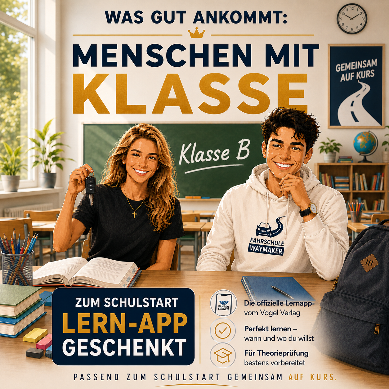 Aktion Menschen mit Klasse der Fahrschule Waymaker